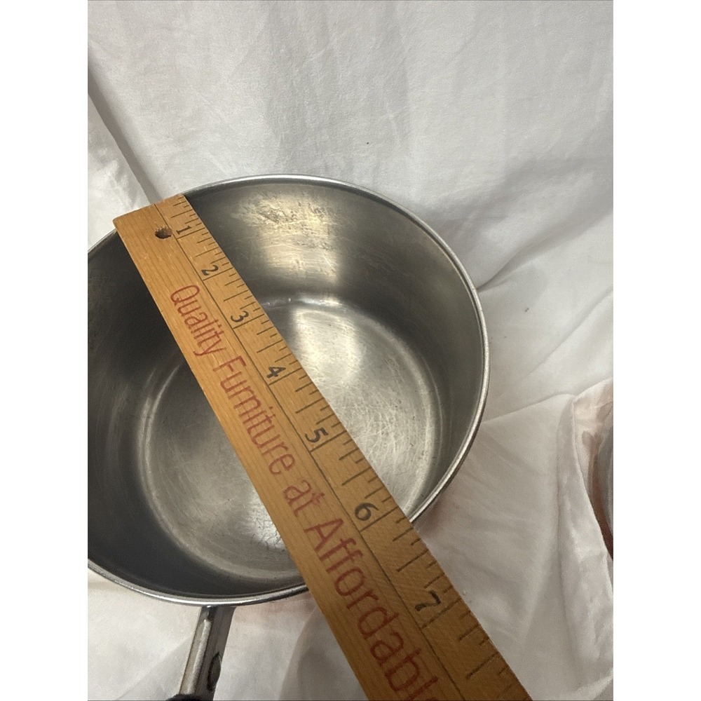 Vintage Revere Ware Sauce Pot Pan 2 Stainless Copper Clad 1 1/2 QT 1QT & Lids - Picture 8 of 13